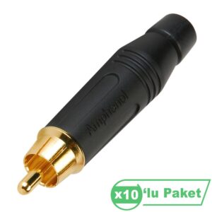 Amphenol ACPR-BLK Siyah Erkek RCA Konnektör ( 10'lu Paket )